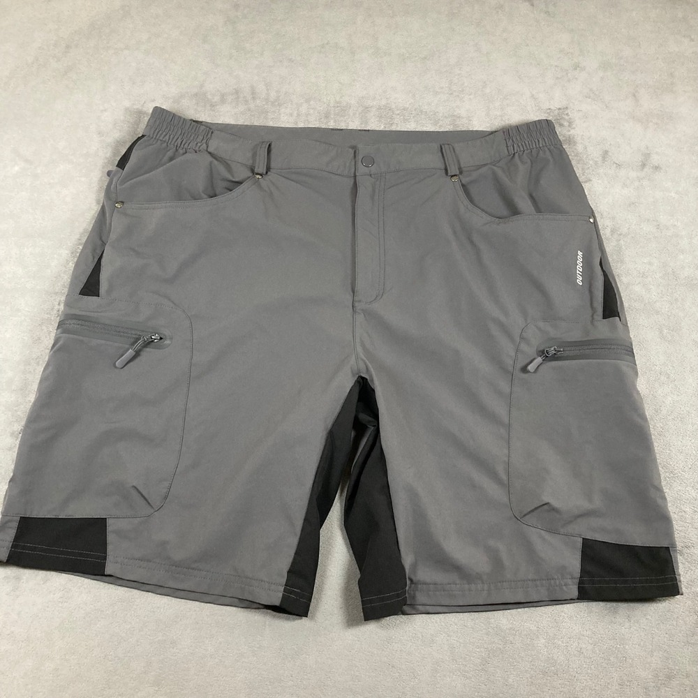 Outdoor Mens Gray Black Hiking Cargo Shorts Size 40 Zipper Pockets Lightweight